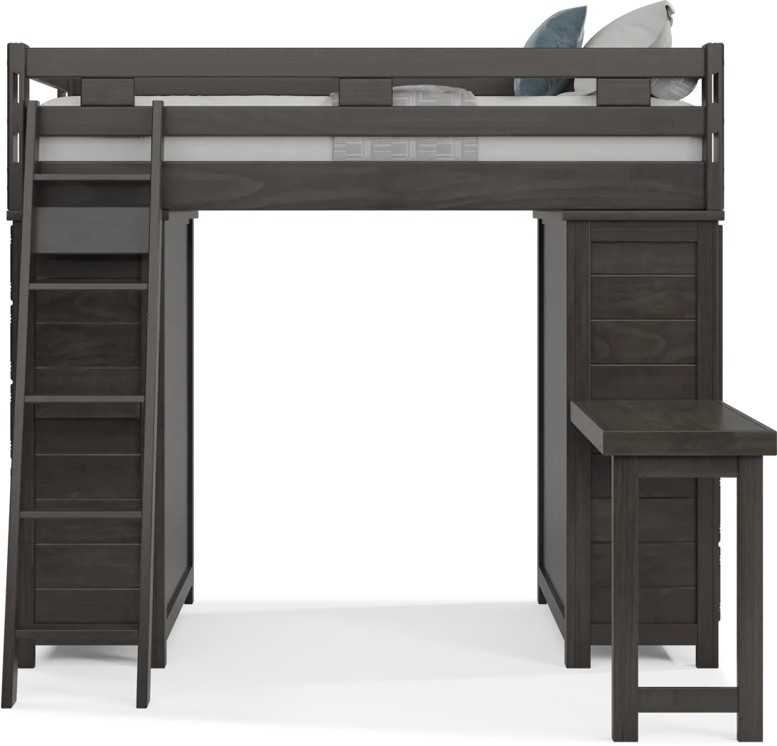 Kids Creekside 2.0 Charcoal Twin Loft with 2 Loft Chests and Desk Attachment - Thumbnail - Image 2