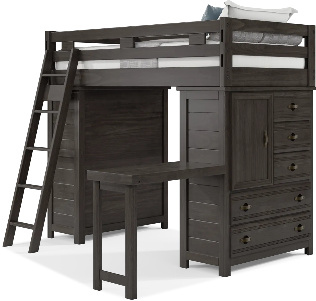 Kids Creekside 2.0 Charcoal Twin Loft with 2 Loft Chests and Desk Attachment - Thumbnail - Image 3