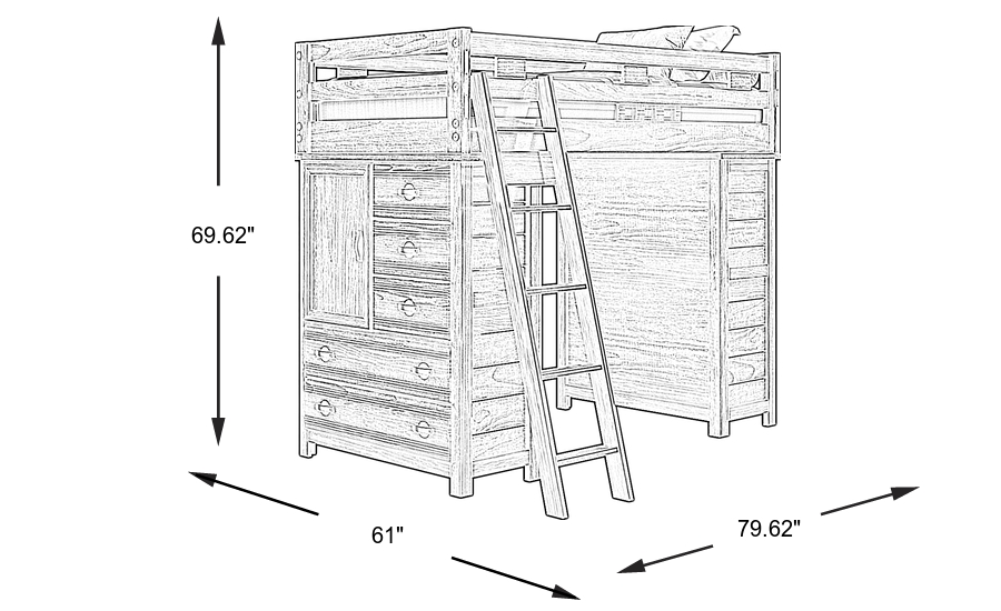 Dimension Image. Please refer to the Dimension Tab on this page for dimension details.