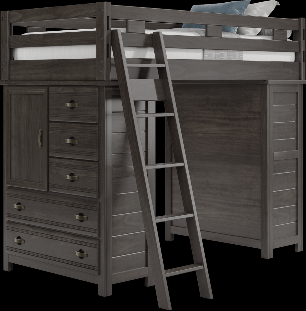 Kids Creekside 2.0 Charcoal Twin Loft with 2 Loft Chests - Thumbnail - Image 1