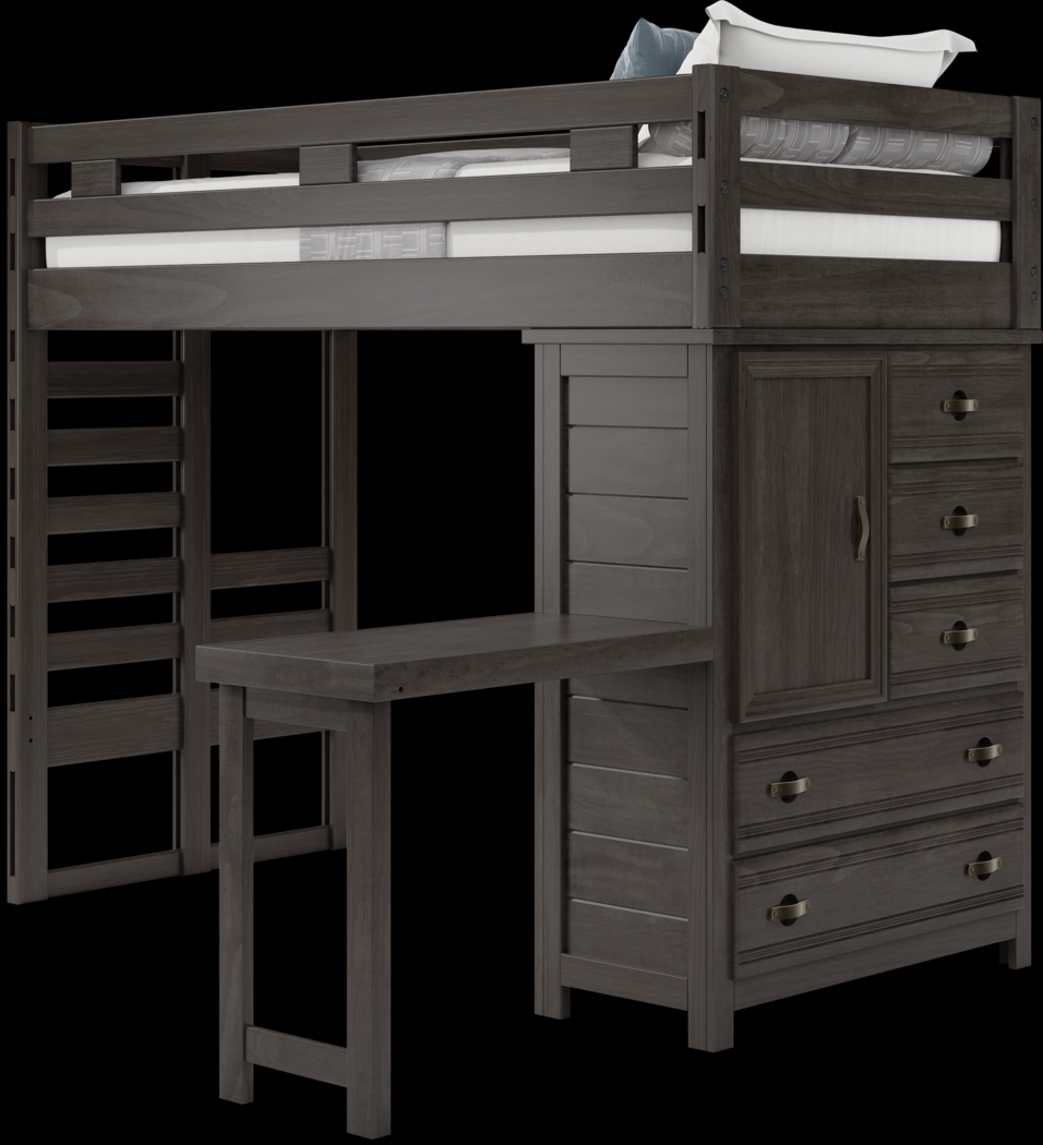 Kids Creekside 2.0 Charcoal Twin Loft with Loft Chest and Desk Attachment - Thumbnail - Image 3