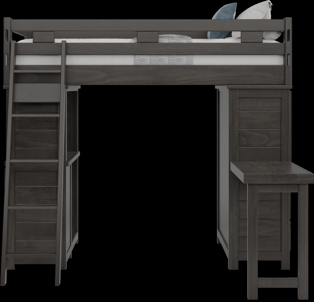 Kids Creekside 2.0 Charcoal Twin Loft with Loft Desk, Chest and Desk Attachment - Thumbnail - Image 2