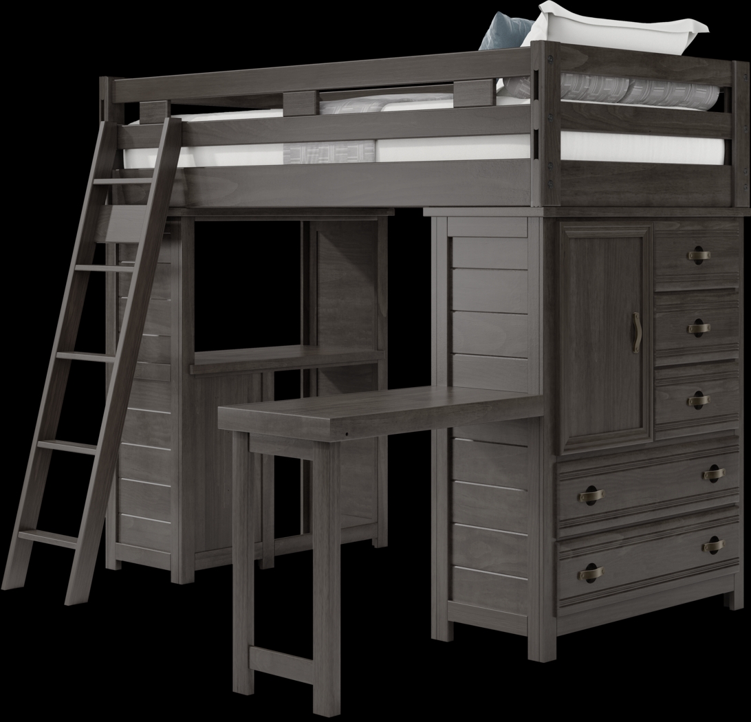Kids Creekside 2.0 Charcoal Twin Loft with Loft Desk, Chest and Desk Attachment - Thumbnail - Image 3