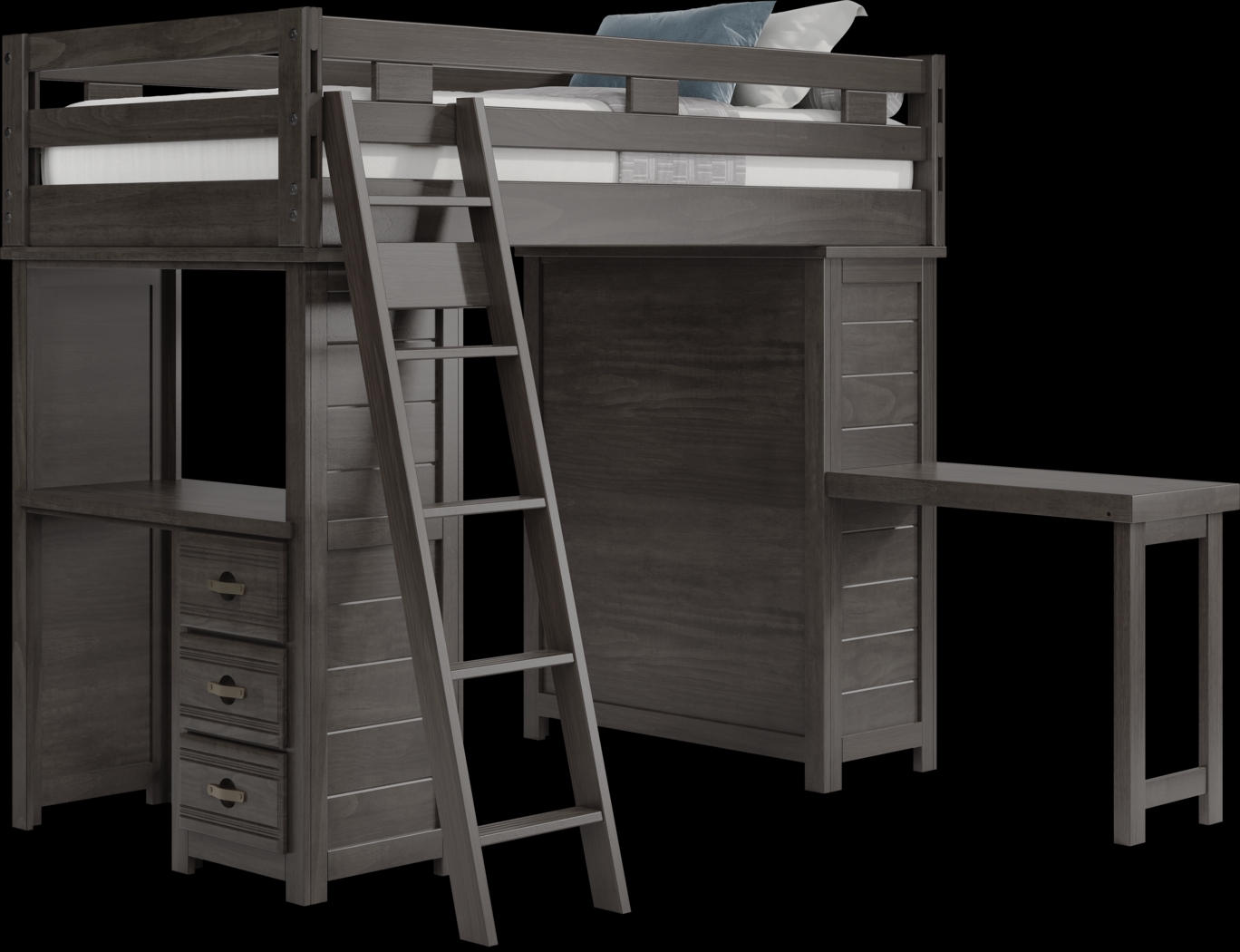 Kids Creekside 2.0 Charcoal Twin Loft with Loft Desk, Chest and Desk Attachment - Thumbnail - Image 1