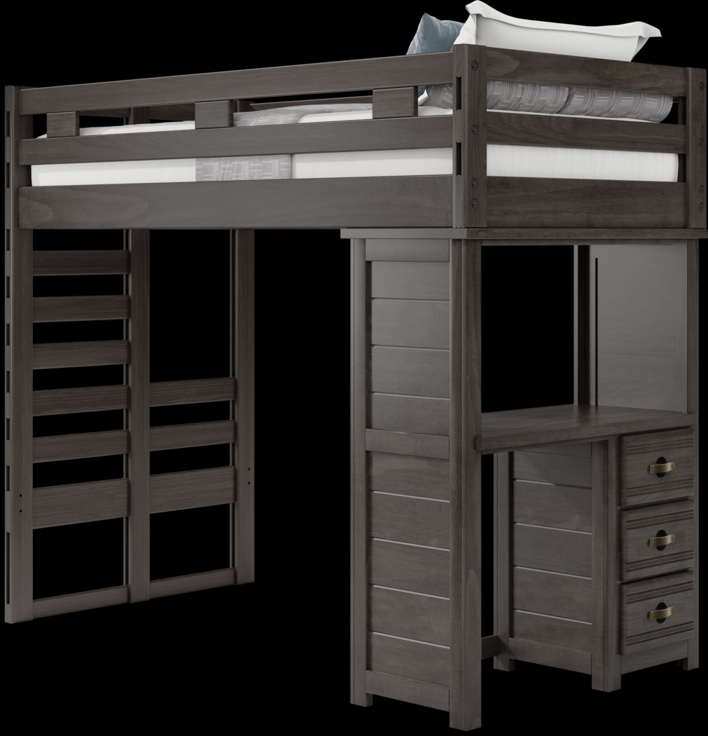 Kids Creekside 2.0 Charcoal Twin Loft with Loft Desk - Thumbnail - Image 3