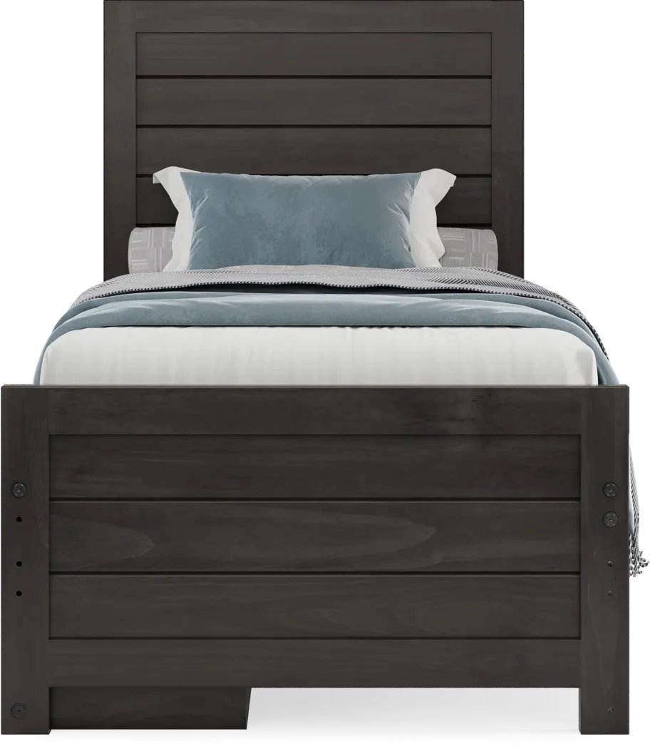 Kids Creekside 2.0 Charcoal Twin Panel Bed with Storage Side Rail - Thumbnail - Image 2