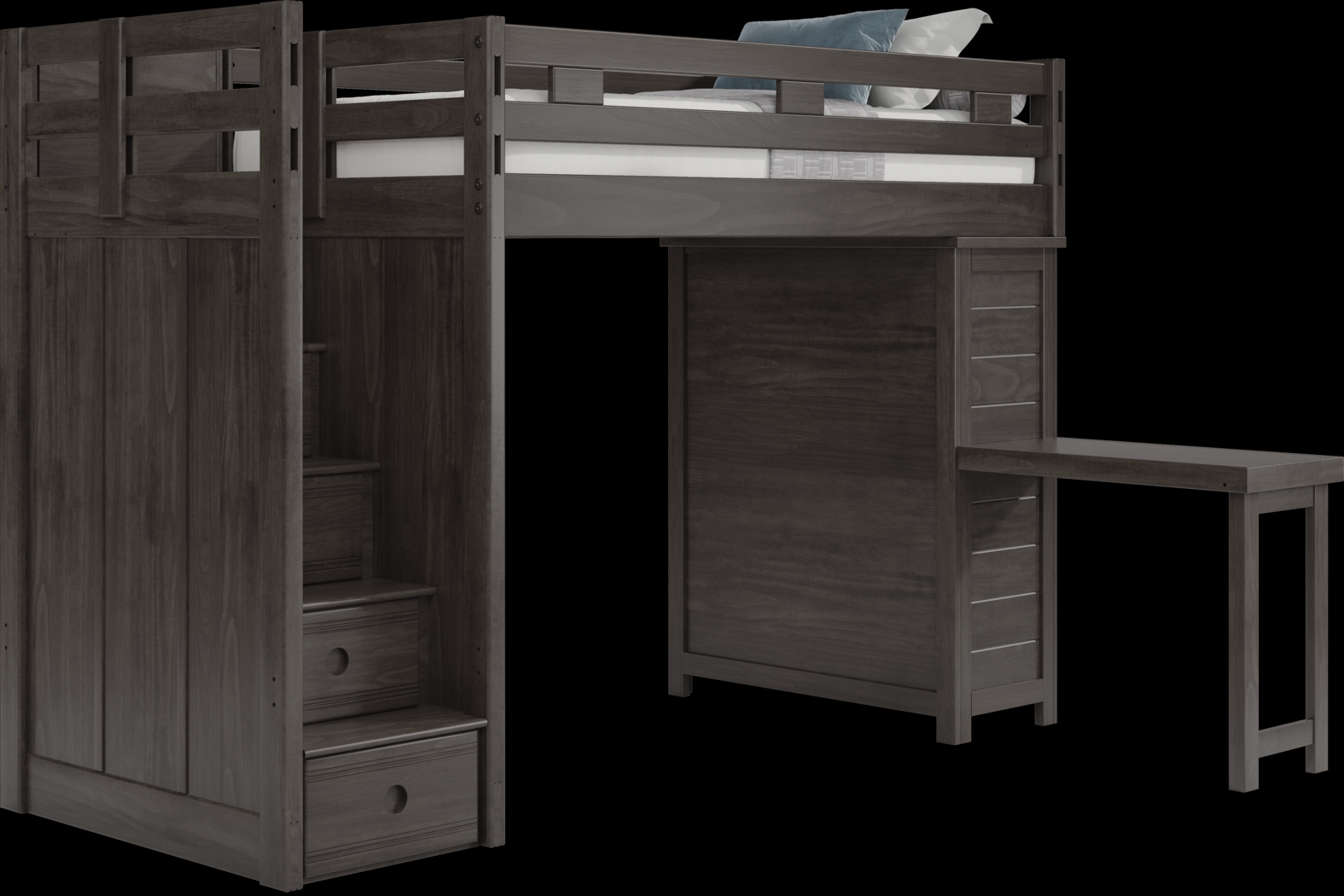 Kids Creekside 2.0 Charcoal Twin Step Loft with Loft Chest and Desk Attachment - Thumbnail - Image 1
