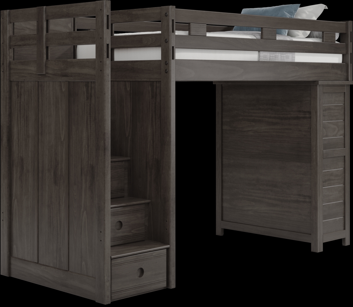 Kids Creekside 2.0 Charcoal Twin Step Loft with Loft Chest - Thumbnail - Image 1