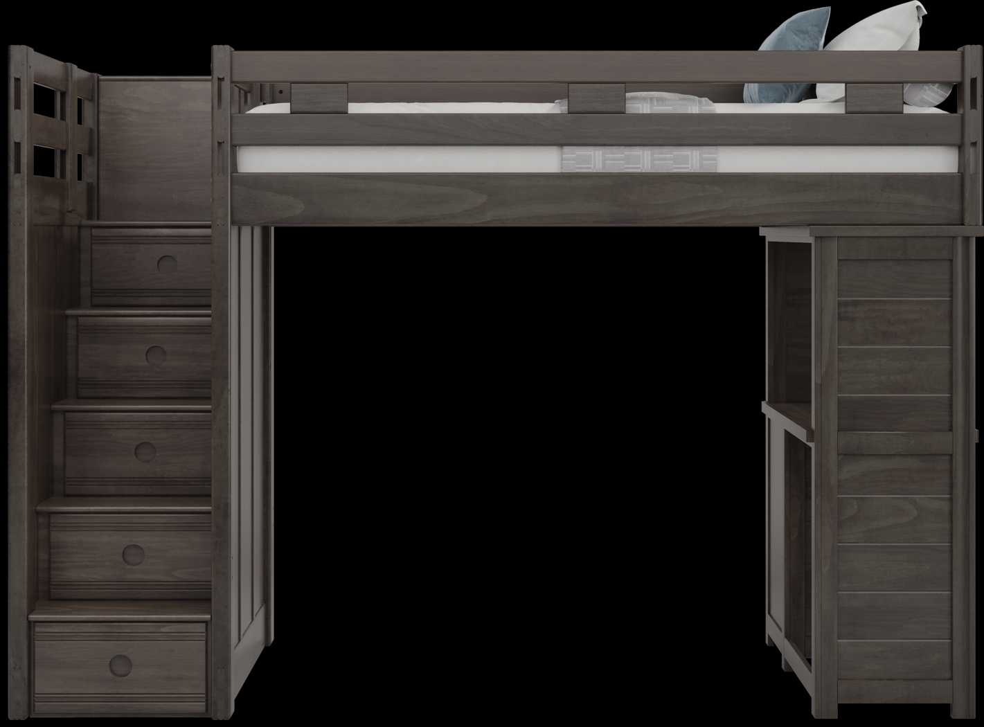 Kids Creekside 2.0 Charcoal Twin Step Loft with Loft Desk - Thumbnail - Image 2