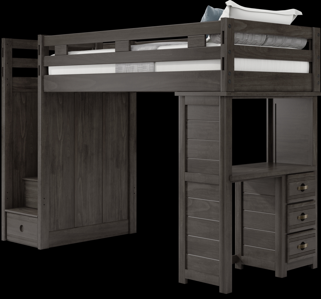 Kids Creekside 2.0 Charcoal Twin Step Loft with Loft Desk - Thumbnail - Image 3