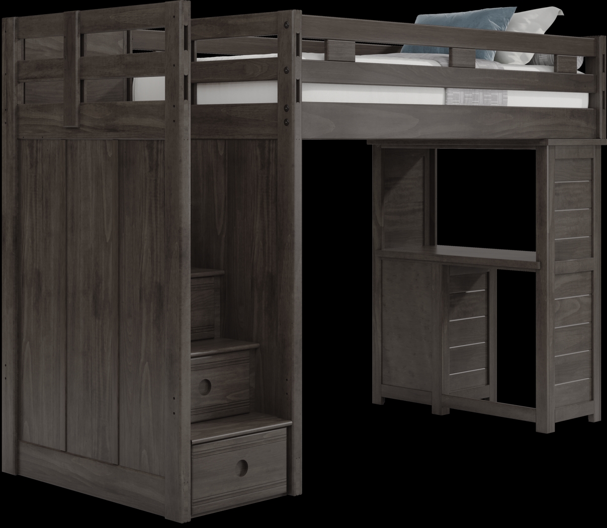 Kids Creekside 2.0 Charcoal Twin Step Loft with Loft Desk - Thumbnail - Image 1