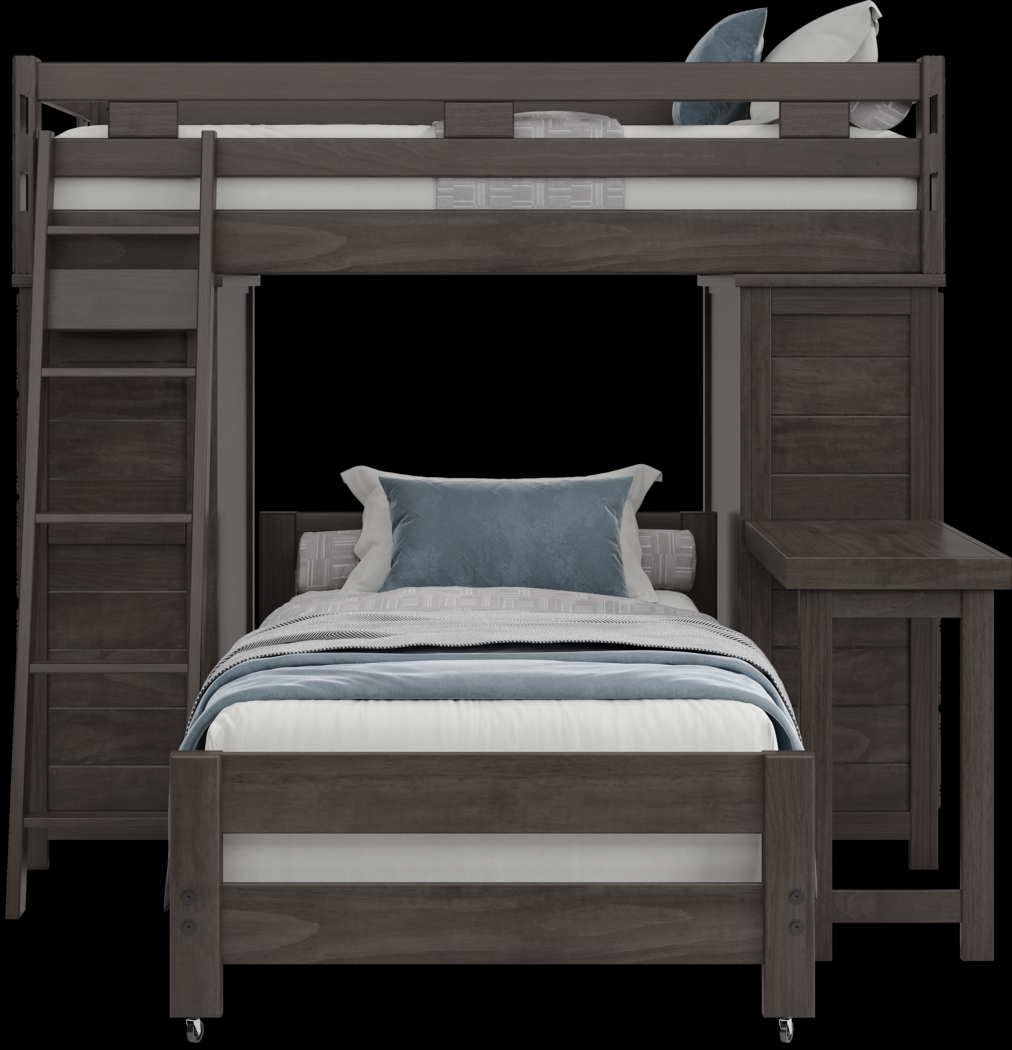 Kids Creekside 2.0 Charcoal Twin/Twin Loft with 2 Loft Chests and Desk Attachment - Thumbnail - Image 2