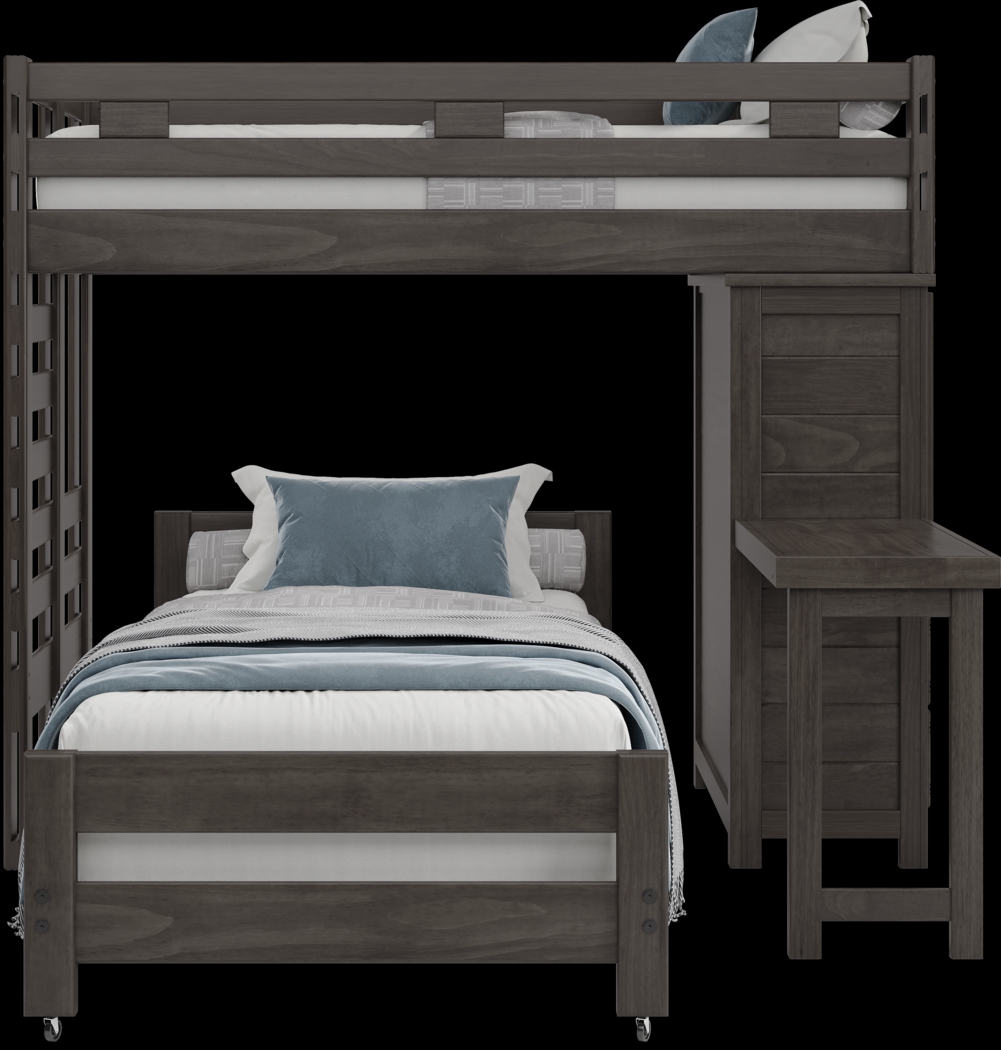 Kids Creekside 2.0 Charcoal Twin/Twin Loft with Loft Chest and Desk Attachment - Thumbnail - Image 2