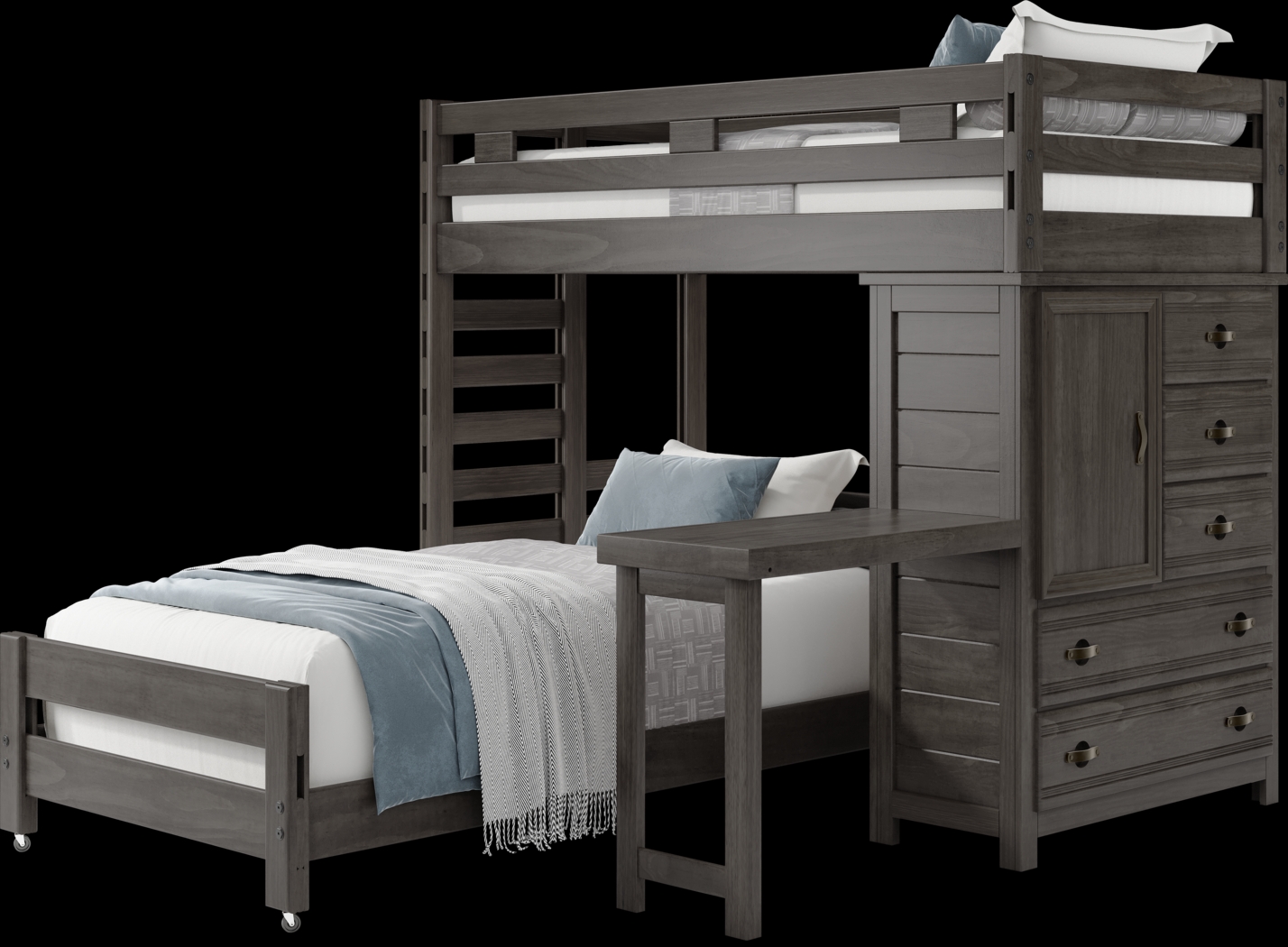 Kids Creekside 2.0 Charcoal Twin/Twin Loft with Loft Chest and Desk Attachment - Thumbnail - Image 3