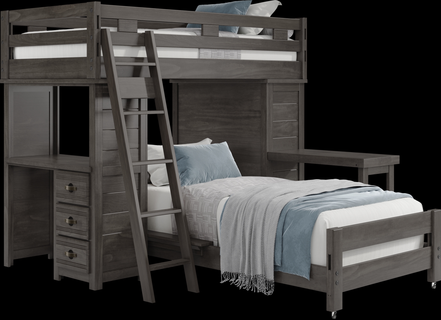 Kids Creekside 2.0 Charcoal Twin/Twin Loft with Loft Chest, Desk and Desk Attachment - Thumbnail - Image 1