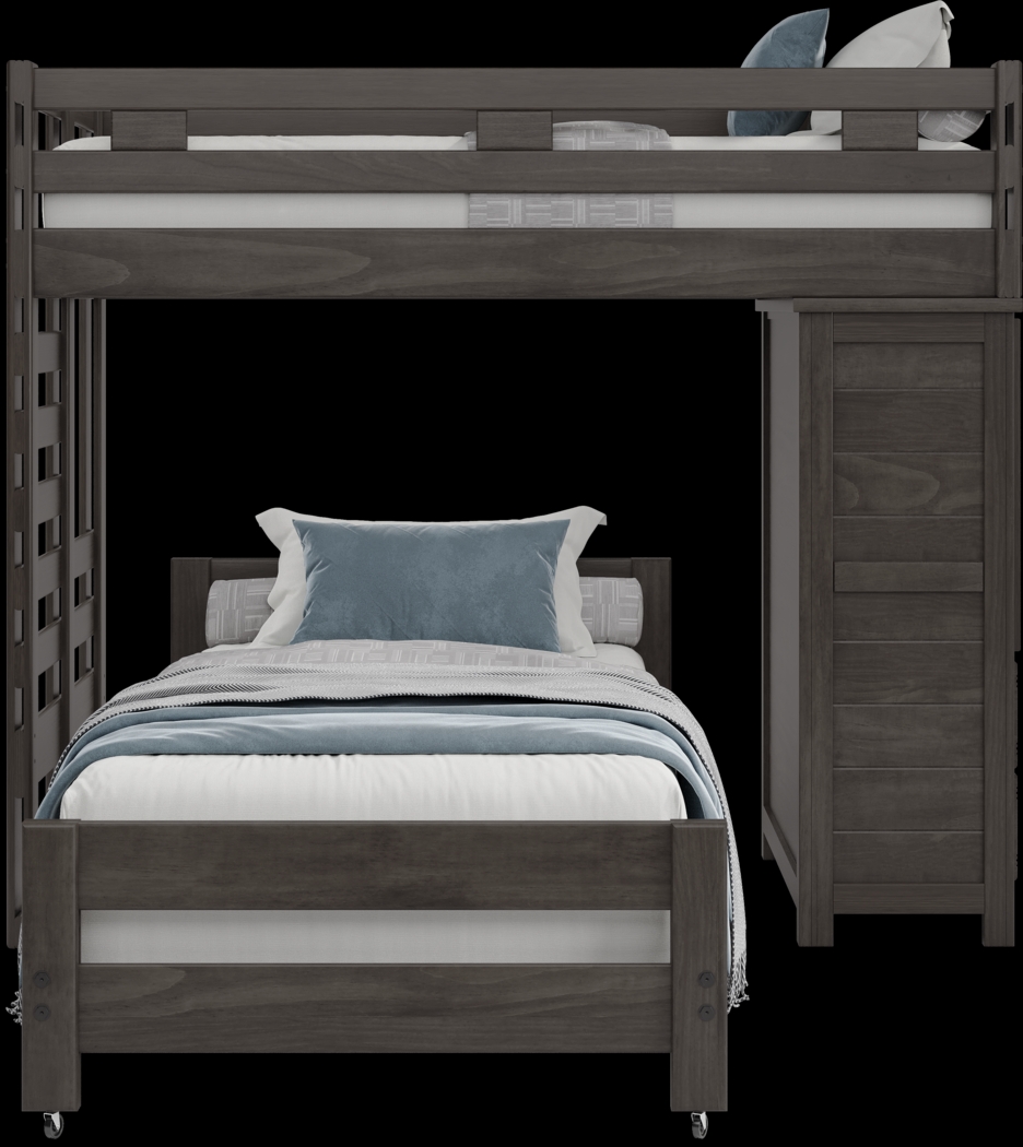 Kids Creekside 2.0 Charcoal Twin/Twin Loft with Loft Chest - Thumbnail - Image 2