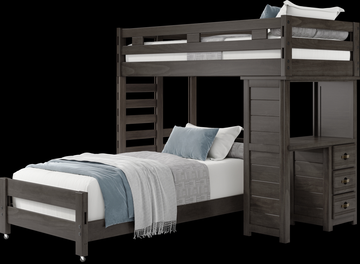 Kids Creekside 2.0 Charcoal Twin/Twin Loft with Loft Desk - Thumbnail - Image 3