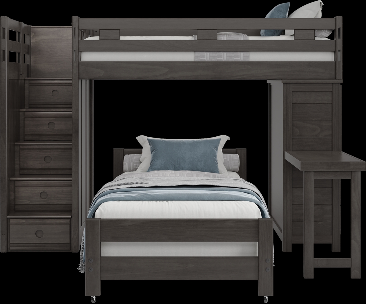 Kids Creekside 2.0 Charcoal Twin/Twin Step Loft with Loft Chest and Desk Attachment - Thumbnail - Image 2
