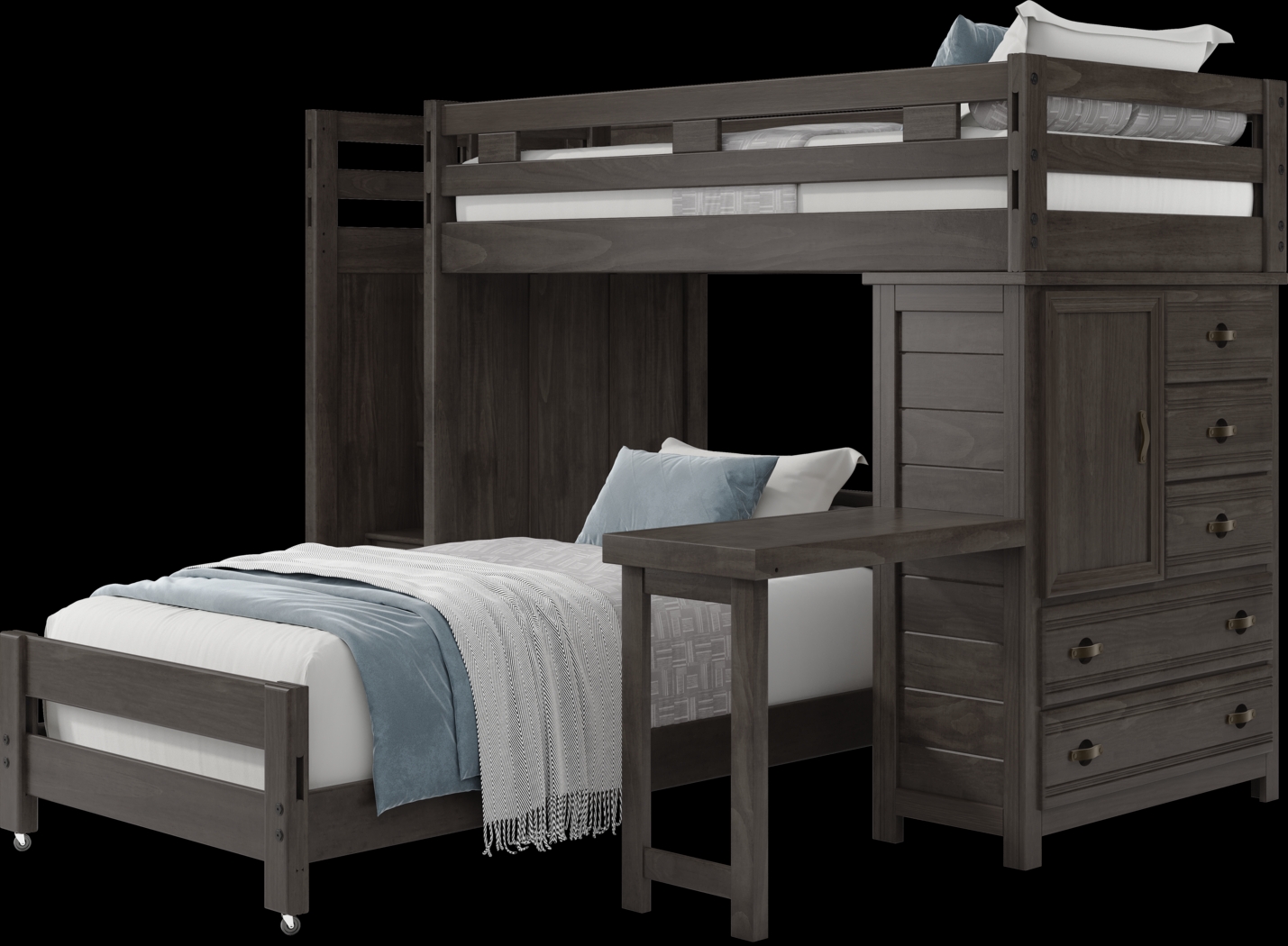 Kids Creekside 2.0 Charcoal Twin/Twin Step Loft with Loft Chest and Desk Attachment - Thumbnail - Image 3