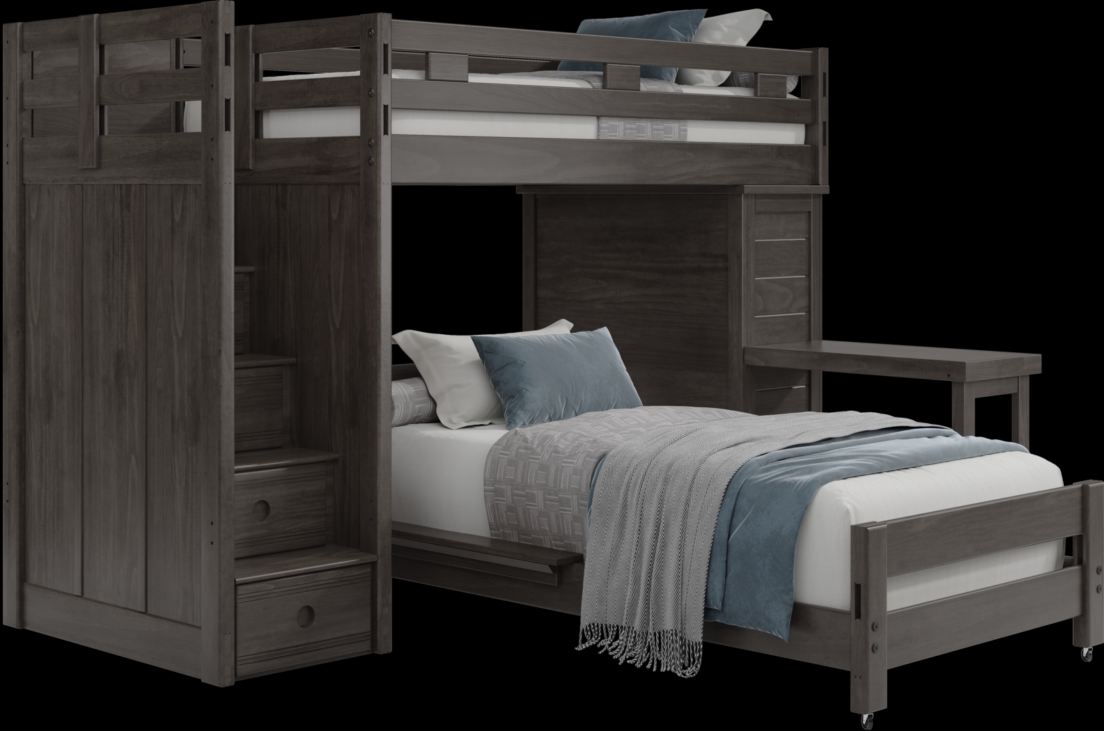 Kids Creekside 2.0 Charcoal Twin/Twin Step Loft with Loft Chest and Desk Attachment - Thumbnail - Image 1