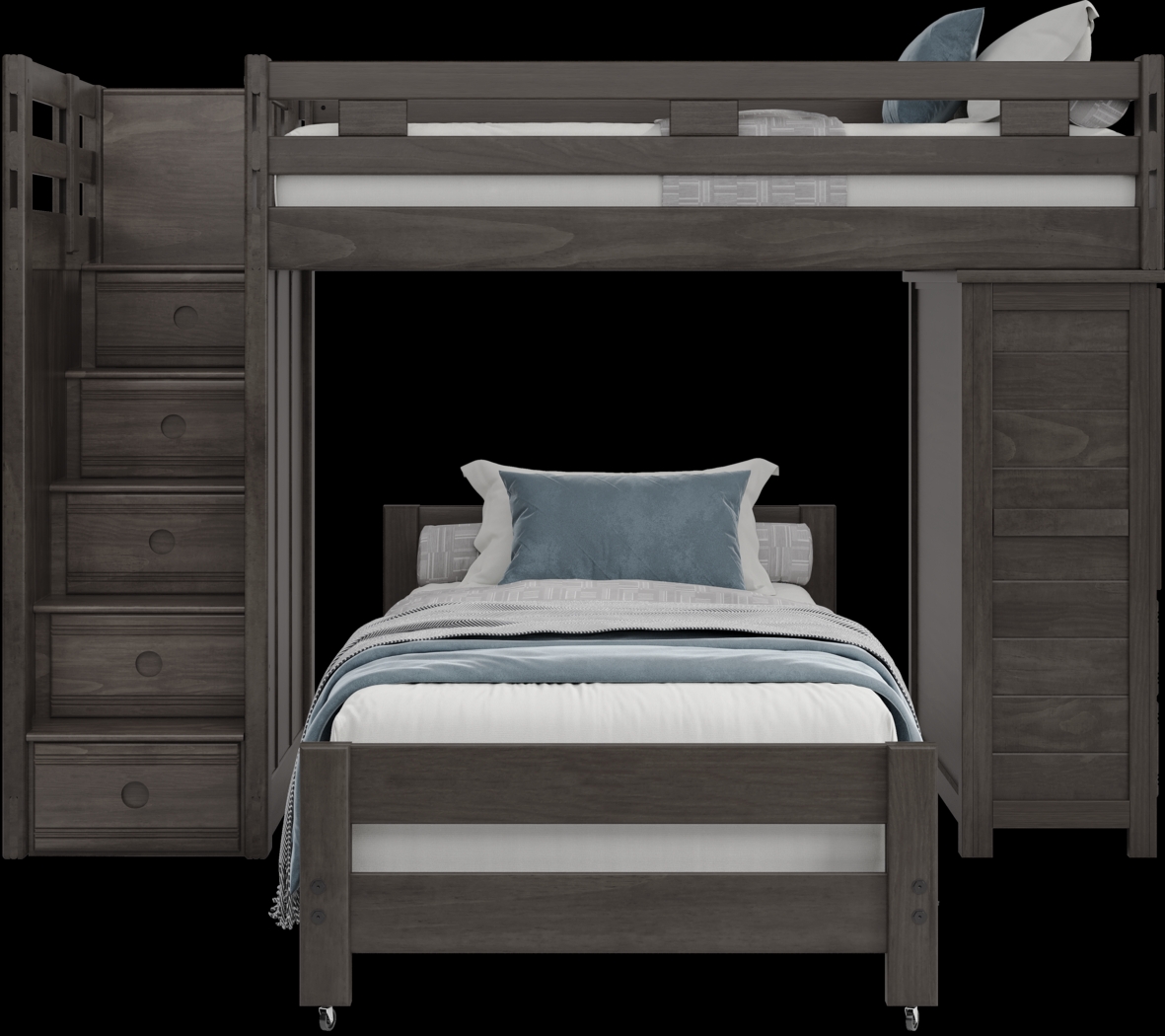 Kids Creekside 2.0 Charcoal Twin/Twin Step Loft with Loft Chest - Thumbnail - Image 2