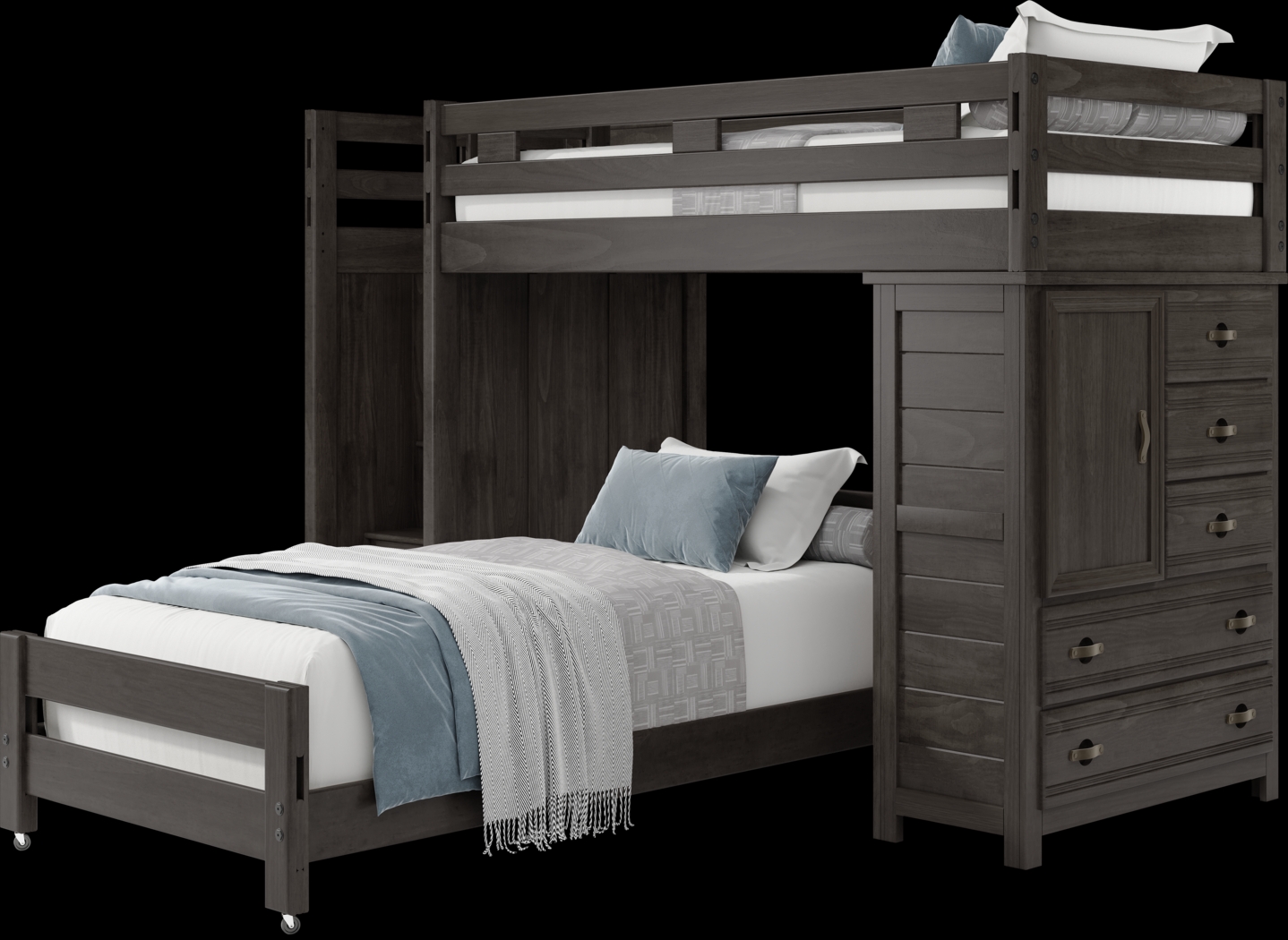 Kids Creekside 2.0 Charcoal Twin/Twin Step Loft with Loft Chest - Thumbnail - Image 3