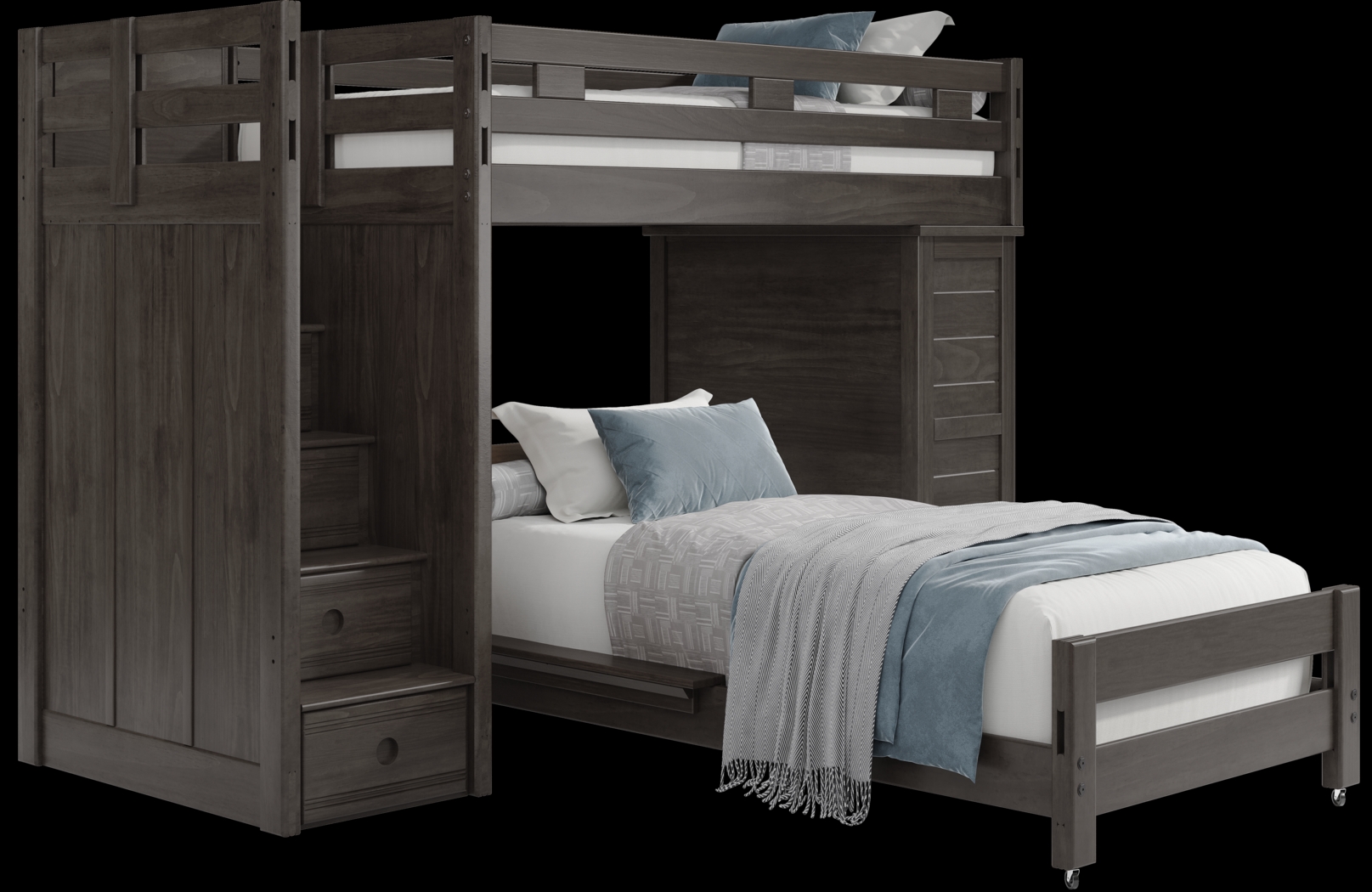 Kids Creekside 2.0 Charcoal Twin/Twin Step Loft with Loft Chest - Thumbnail - Image 1