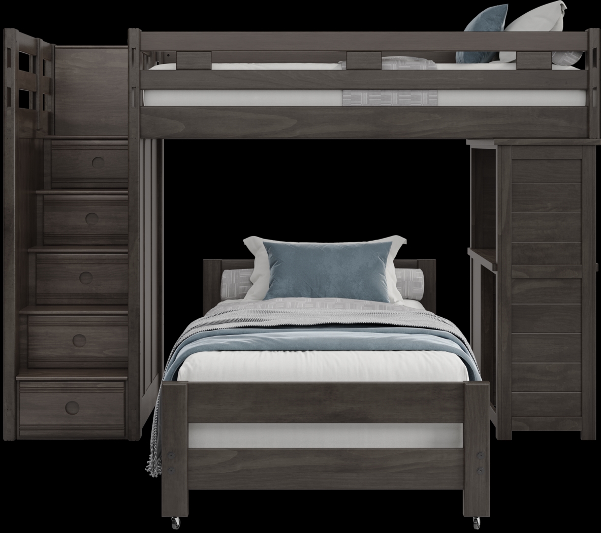 Kids Creekside 2.0 Charcoal Twin/Twin Step Loft with Loft Desk - Thumbnail - Image 2