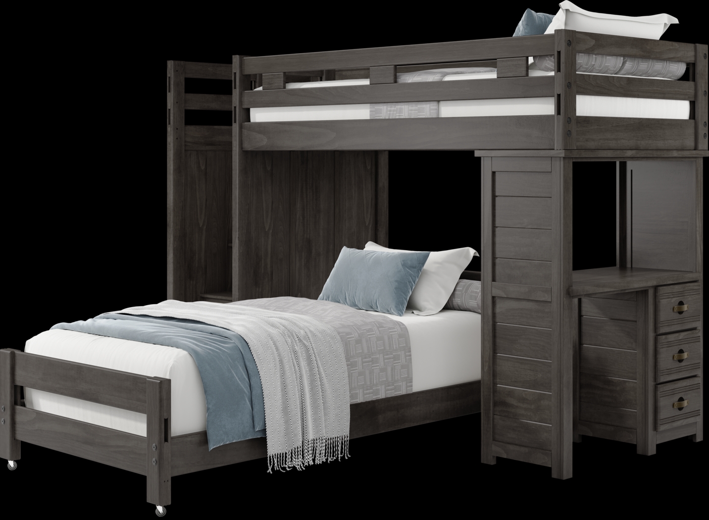 Kids Creekside 2.0 Charcoal Twin/Twin Step Loft with Loft Desk - Thumbnail - Image 3