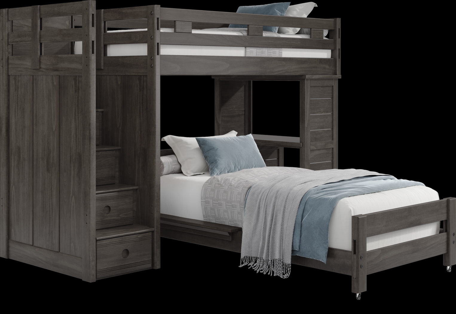 Kids Creekside 2.0 Charcoal Twin/Twin Step Loft with Loft Desk - Thumbnail - Image 1