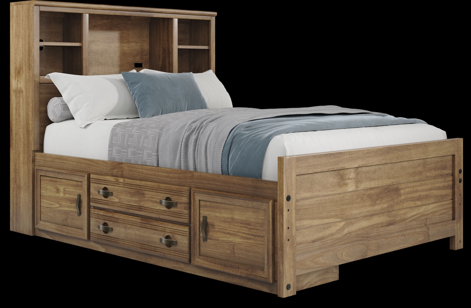 Kids Creekside 2.0 Chestnut Full Bookcase Bed with Storage Side Rail - Thumbnail - Image 1