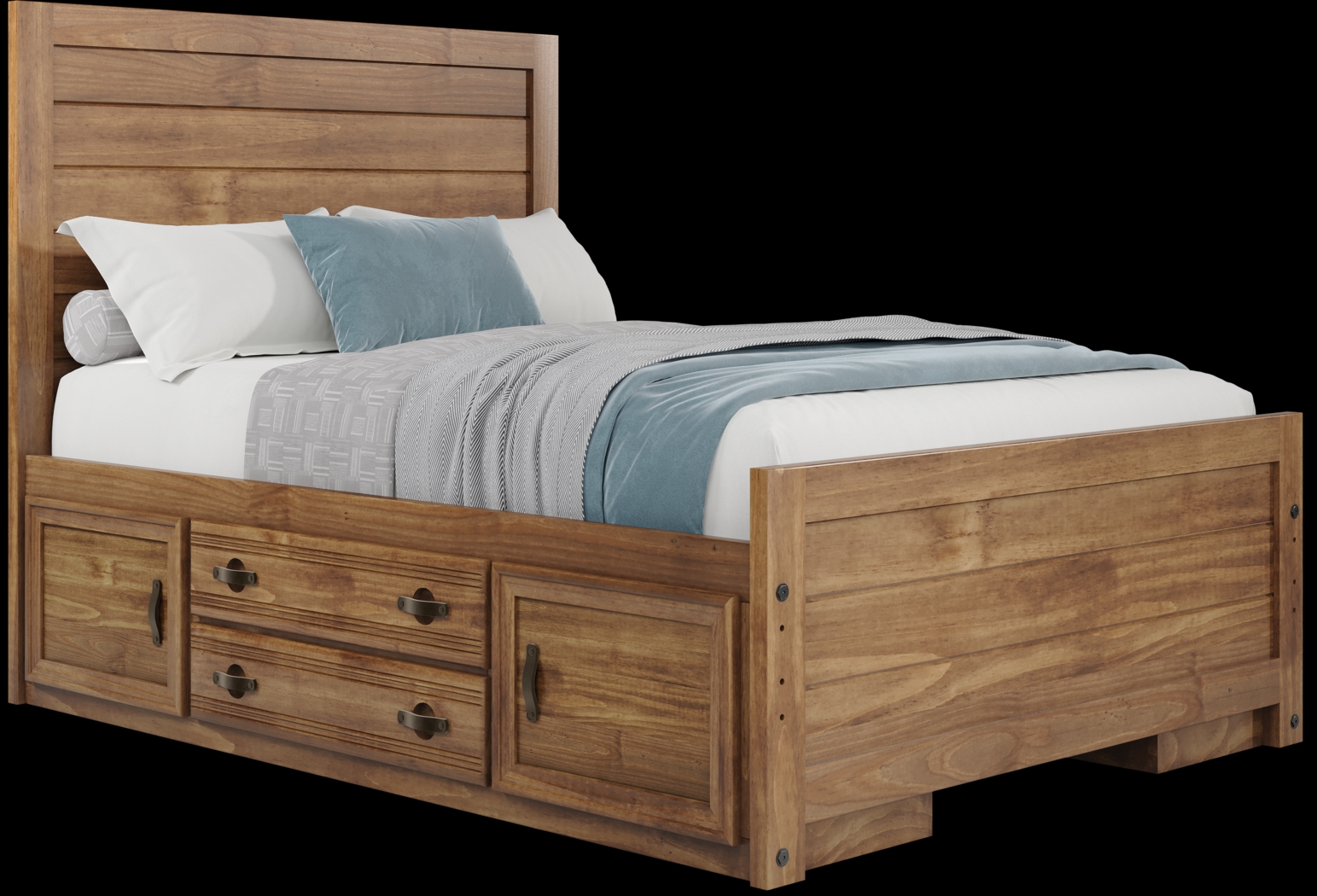 Kids Creekside 2.0 Chestnut Full Panel Bed with 2 Storage Side Rails - Thumbnail - Image 1