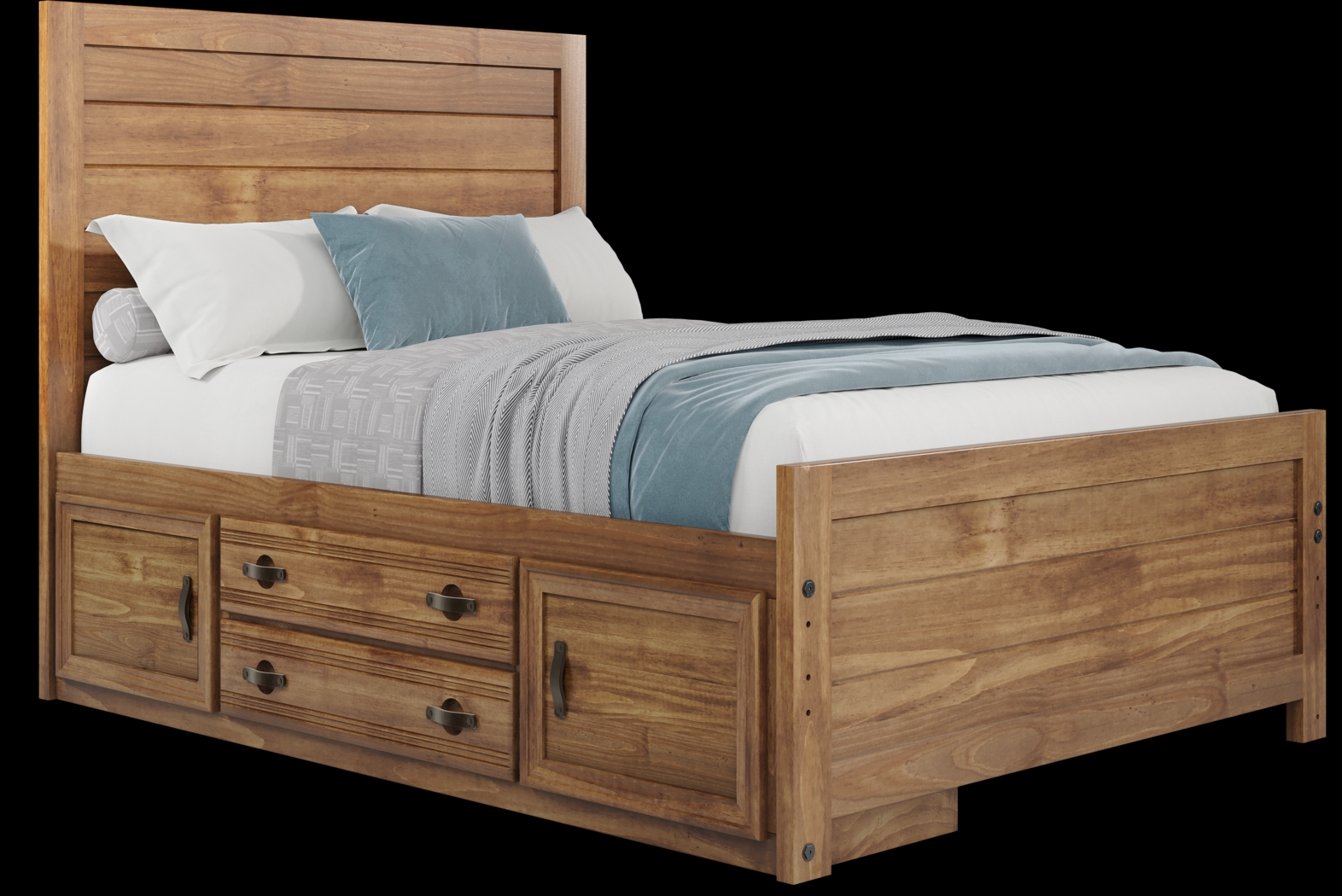 Kids Creekside 2.0 Chestnut Full Panel Bed with Storage Side Rail - Thumbnail - Image 1