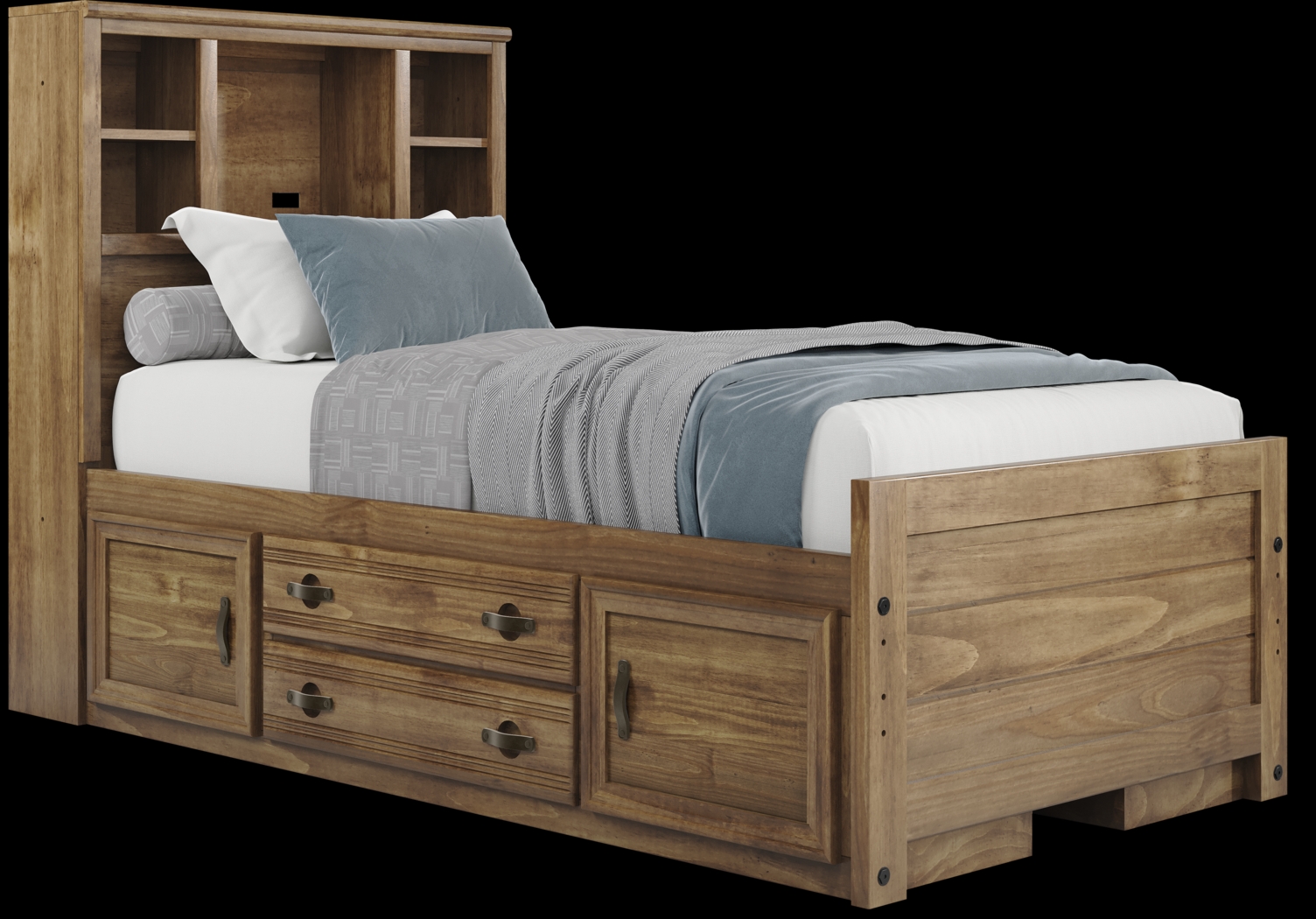 Kids Creekside 2.0 Chestnut Twin Bookcase Bedroom with 2 Storage Side Rails - Thumbnail - Image 3