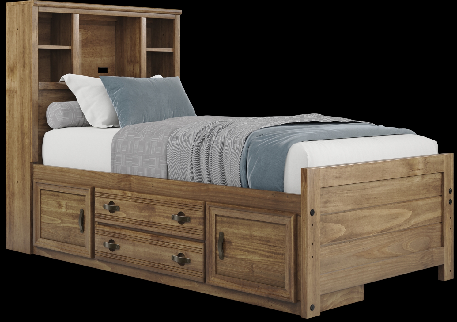 Kids Creekside 2.0 Chestnut Twin Bookcase Bedroom with Storage Side Rail - Thumbnail - Image 3