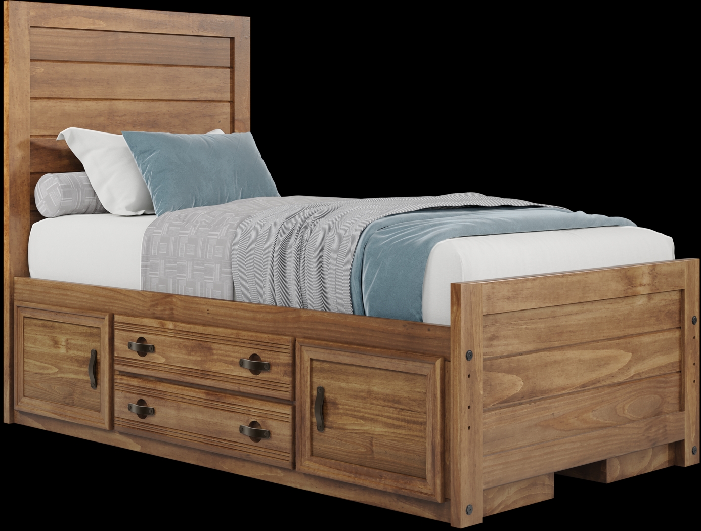 Kids Creekside 2.0 Chestnut Twin Panel Bed with 2 Storage Side Rails - Thumbnail - Image 1