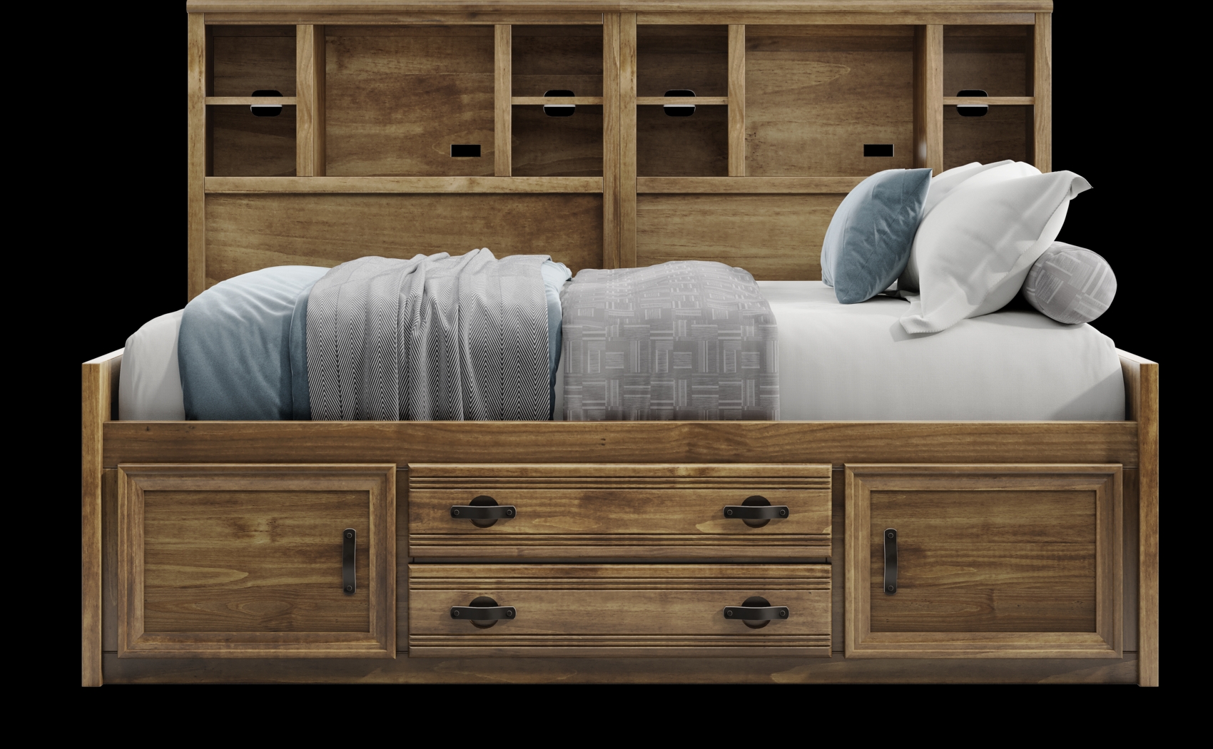 Kids Creekside 2.0 Chestnut Full Bookcase Wall Bed with Storage Side Rail - Thumbnail - Image 2