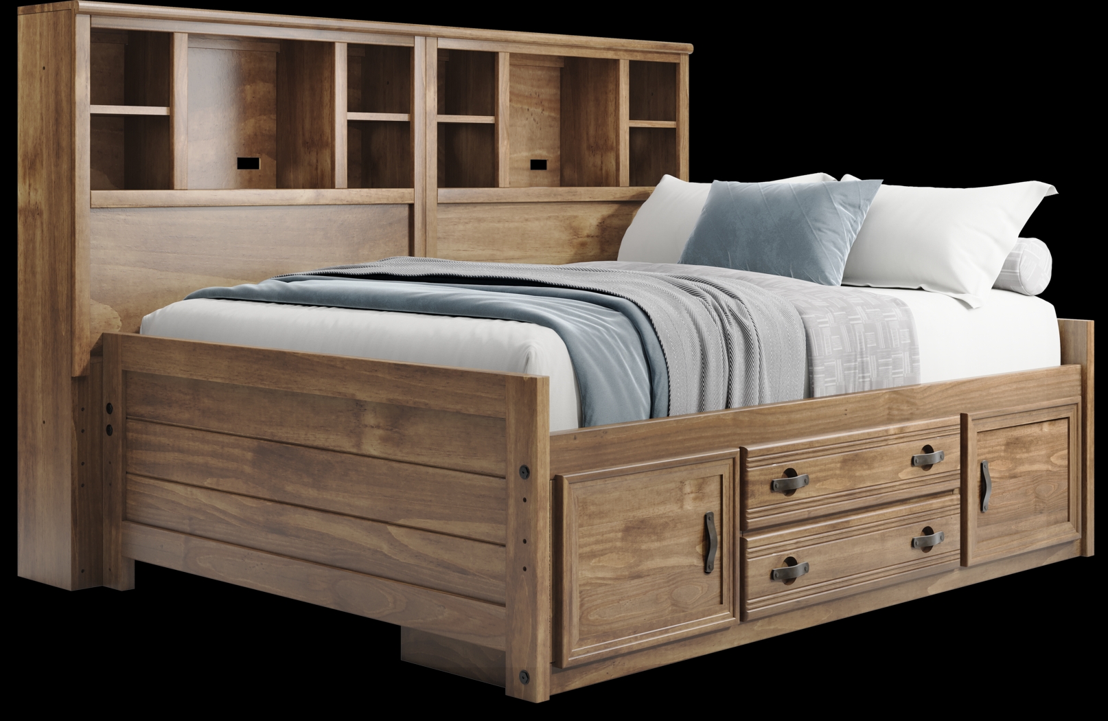 Kids Creekside 2.0 Chestnut Full Bookcase Wall Bed with Storage Side Rail - Thumbnail - Image 1