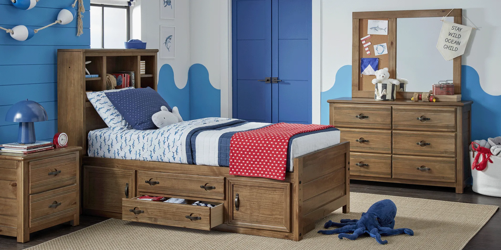 Kids Creekside 2.0 Chestnut 6 Pc Full Bookcase Bedroom with Storage Side Rail and Trundle - Thumbnail - Image 2