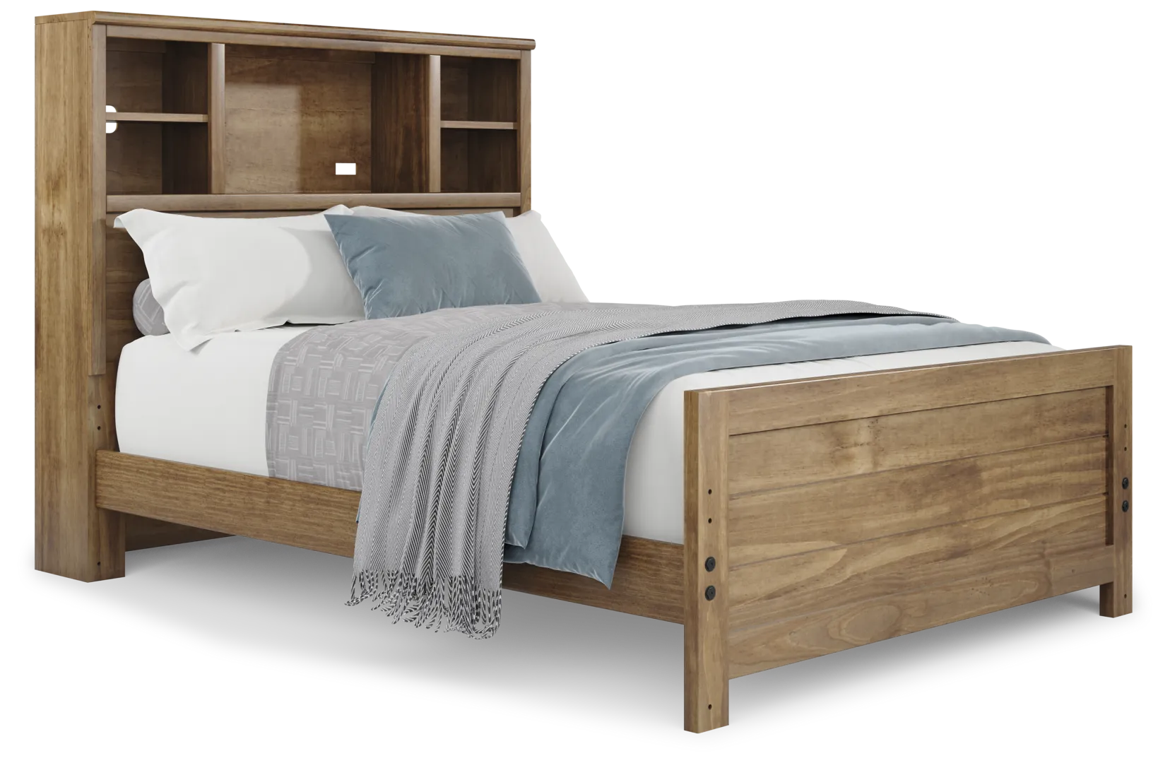 chestnut full bookcase bed