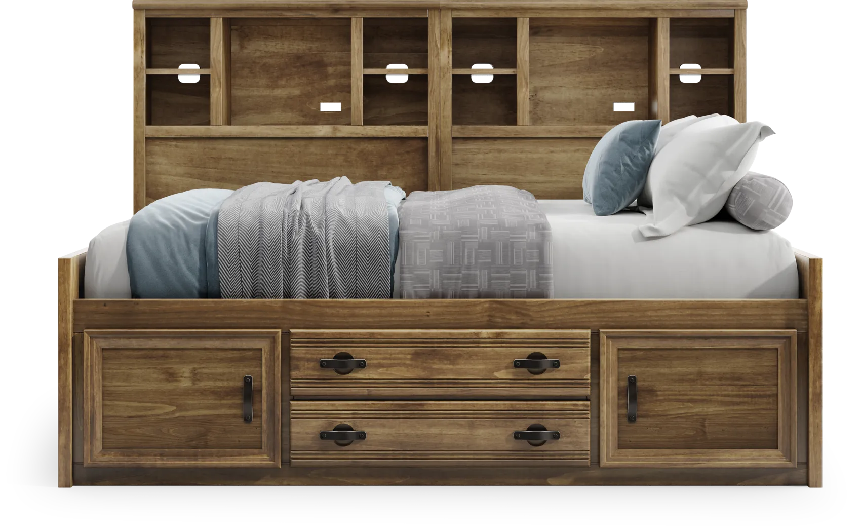 Kids Creekside 2.0 Chestnut Full Bookcase Wall Bed with Storage Side Rail - Thumbnail - Image 2