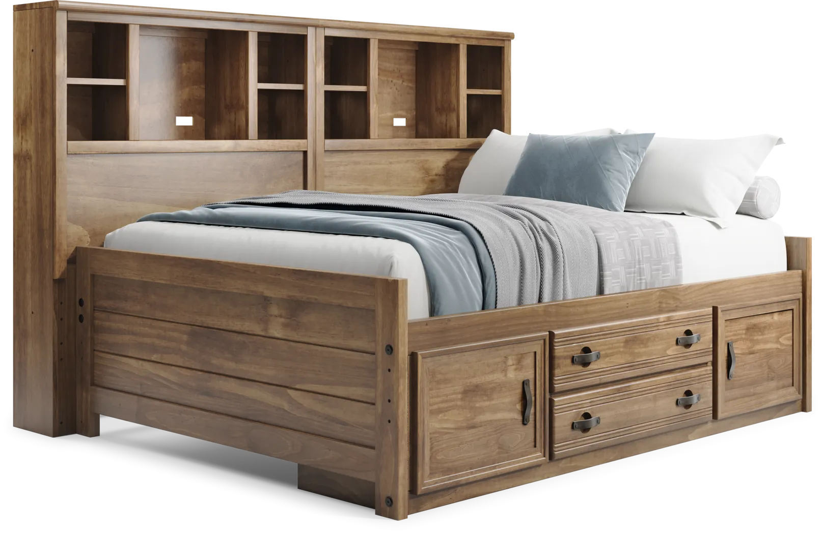 Kids Creekside 2.0 Chestnut Full Bookcase Wall Bed with Storage Side Rail - Thumbnail - Image 1