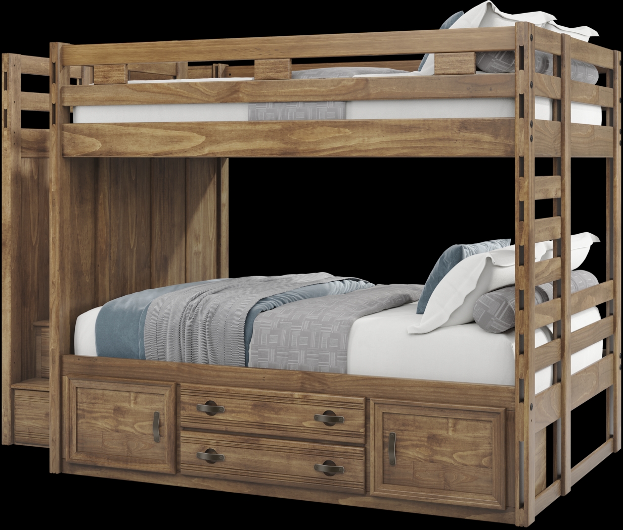 Kids Creekside 2.0 Chestnut Full/Full Step Bunk Bed with Storage Side Rail - Thumbnail - Image 3