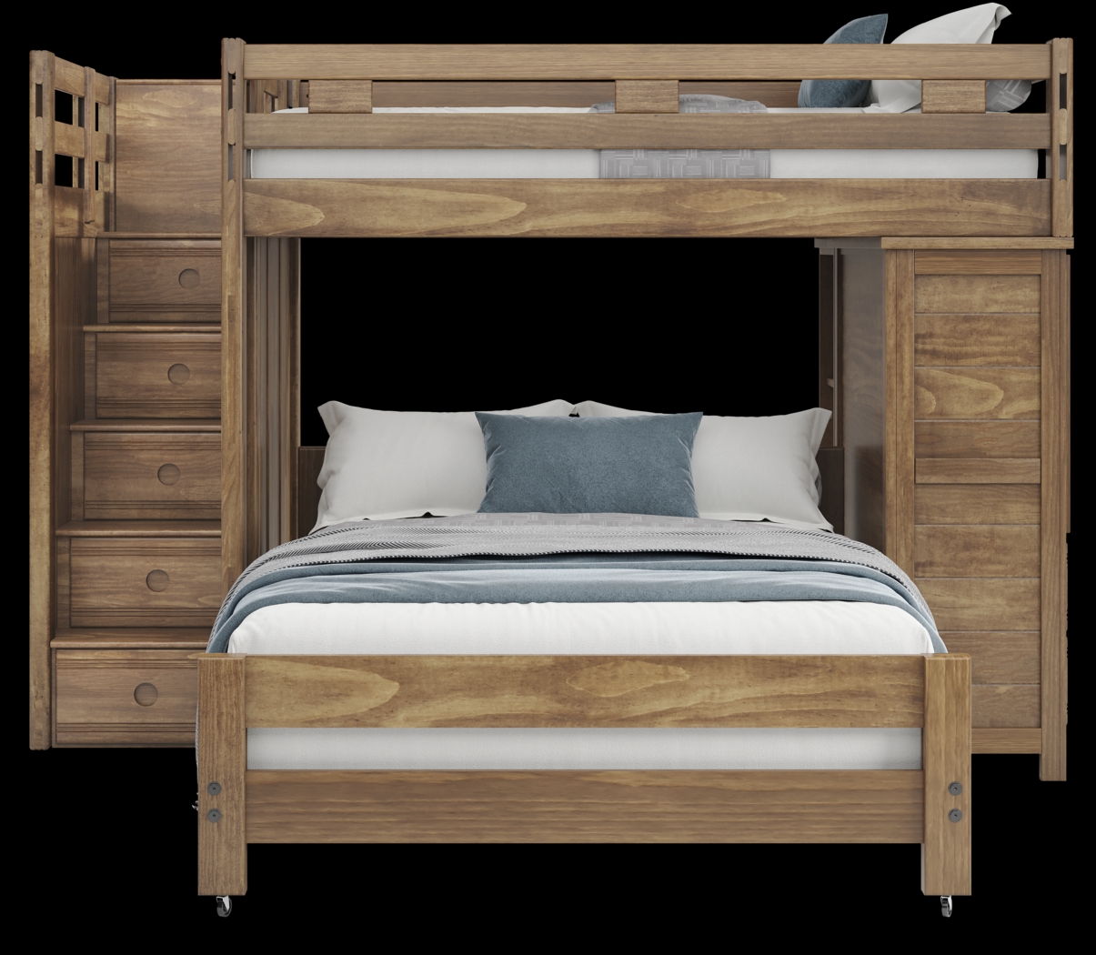 Kids Creekside 2.0 Chestnut Full/Full Step Loft with Chest and Bookcase - Thumbnail - Image 2