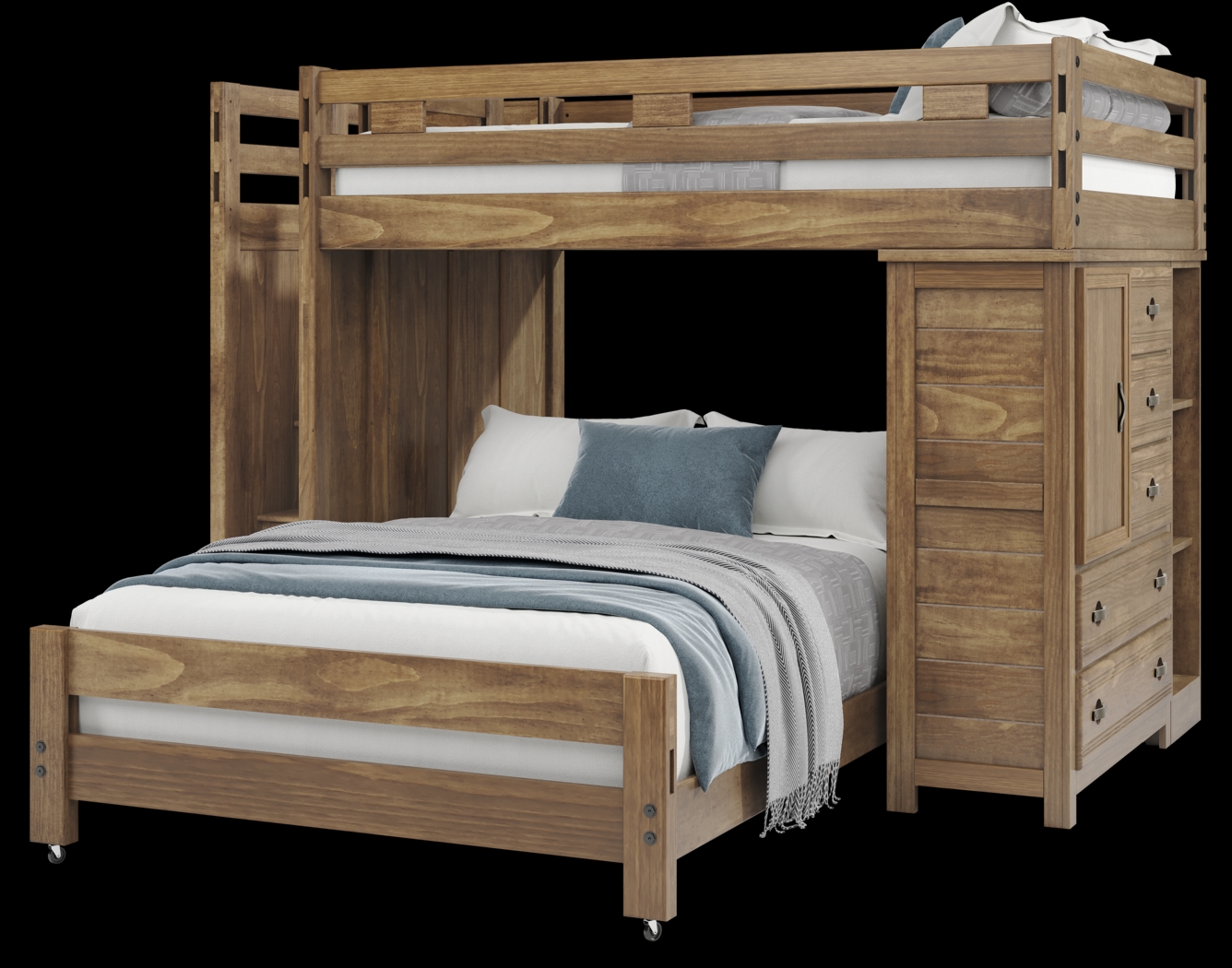 Kids Creekside 2.0 Chestnut Full/Full Step Loft with Chest and Bookcase - Thumbnail - Image 3