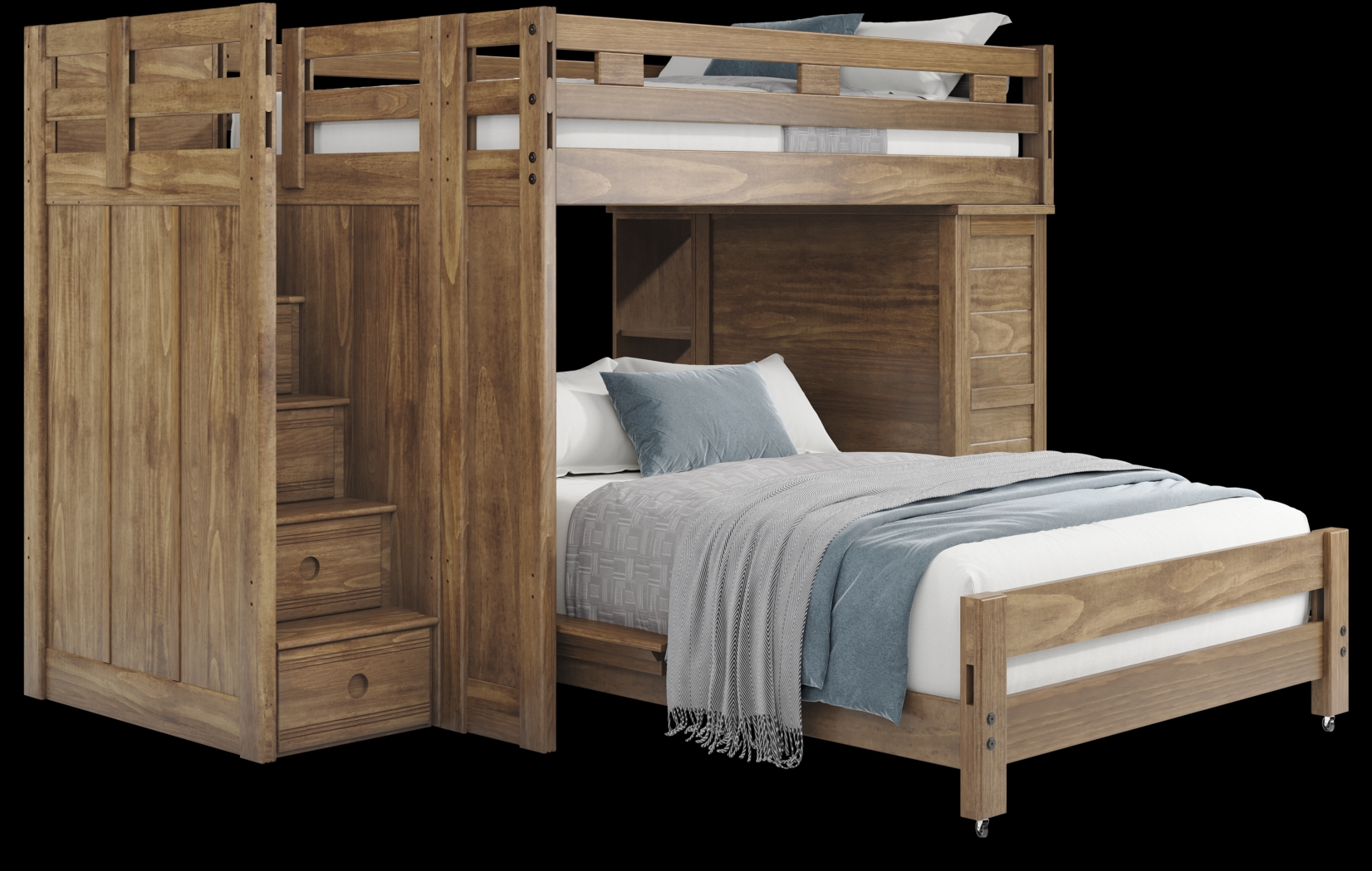 Kids Creekside 2.0 Chestnut Full/Full Step Loft with Chest and Bookcase - Thumbnail - Image 1