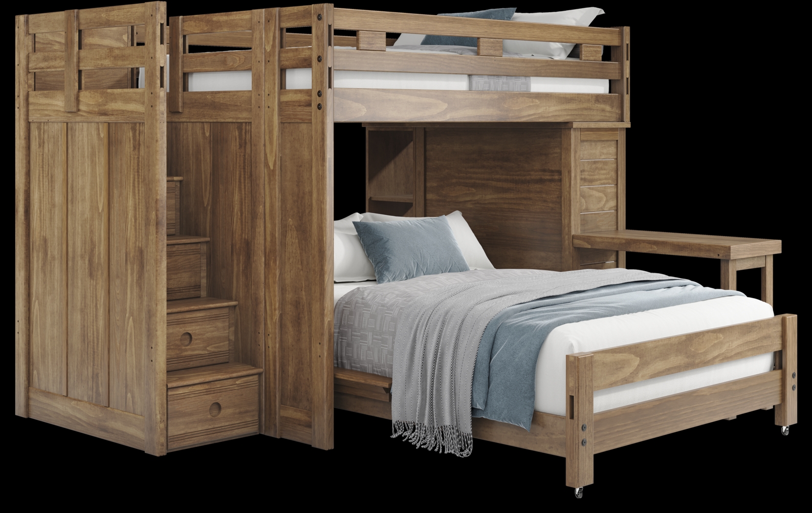 Kids Creekside 2.0 Chestnut Full/Full Step Loft with Loft Chest, Bookcase and Desk Attachment - Thumbnail - Image 1