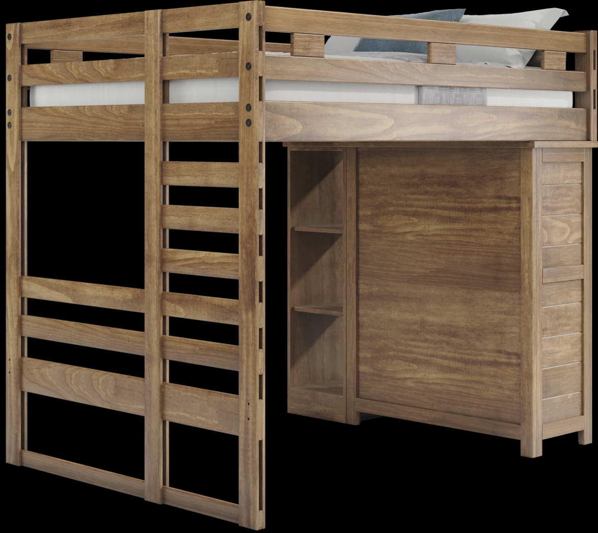 Kids Creekside 2.0 Chestnut Full Loft with Loft Chest and Bookcase - Thumbnail - Image 1