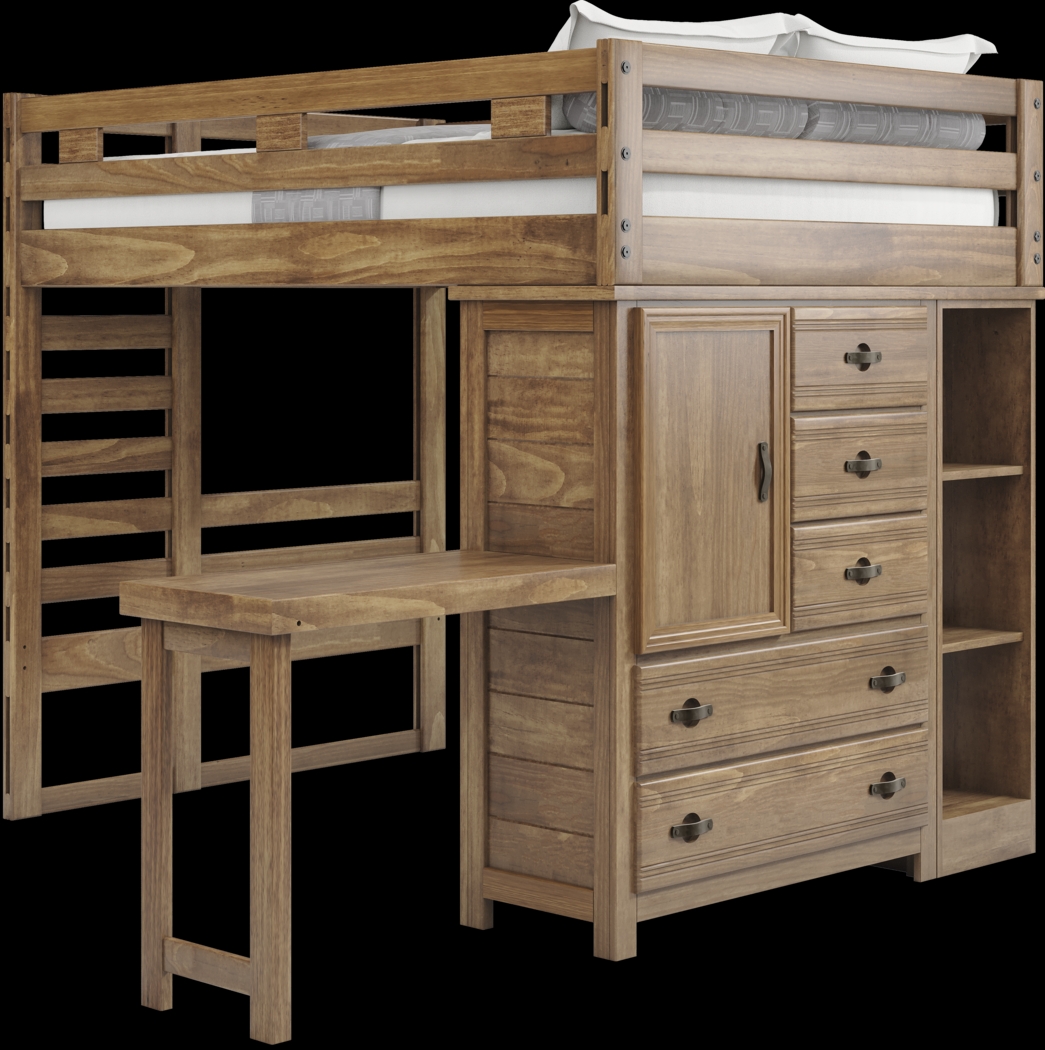 Kids Creekside 2.0 Chestnut Full Loft with Loft Chest, Bookcase and Desk Attachment - Thumbnail - Image 3
