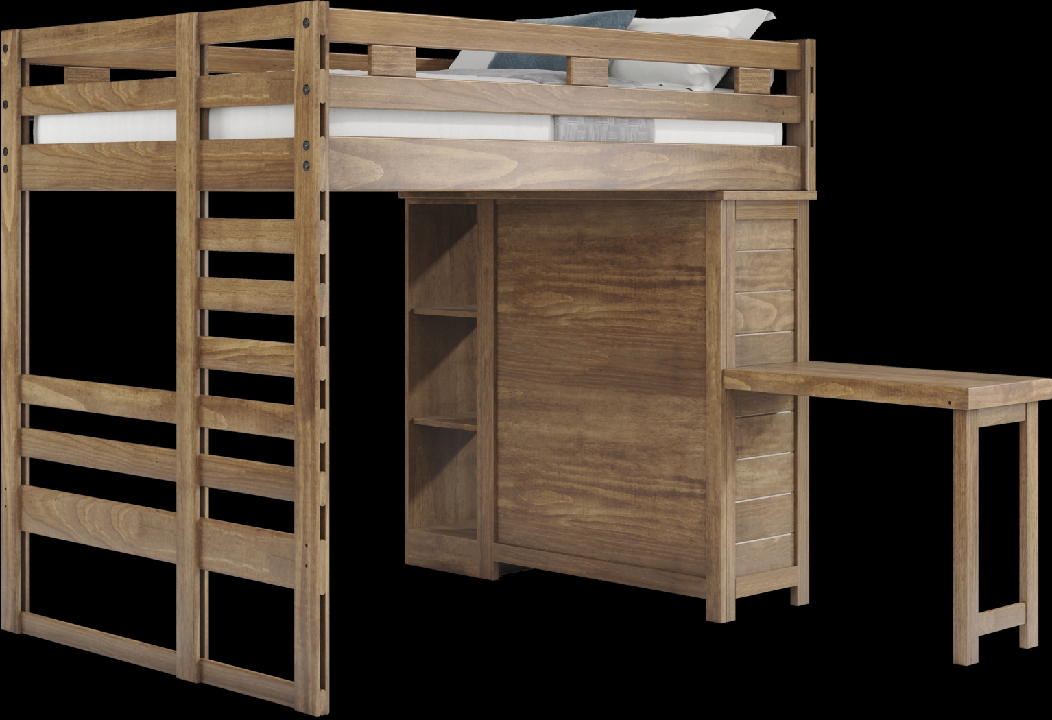 Kids Creekside 2.0 Chestnut Full Loft with Loft Chest, Bookcase and Desk Attachment - Thumbnail - Image 1